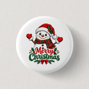 Sneeuwman Prettig kerstfeest Ronde Button 3,2 Cm