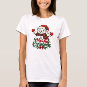 Sneeuwman Prettig kerstfeest T-shirt