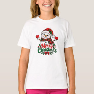 Sneeuwman Prettig kerstfeest T-shirt
