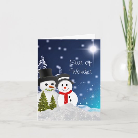 Sneeuwman Prettig Kerstfeest Wens Kaart (Voorkant)