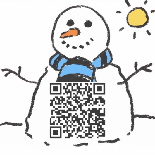 Sneeuwman QR Code Sticker (Voorkant)