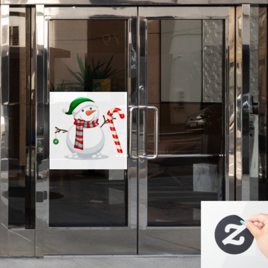 Sneeuwman Raamsticker (Kantoordeur)