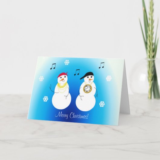 Sneeuwman Rappers Feestdagen Kaart (Voorkant)