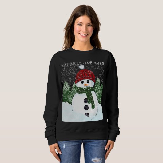 Sneeuwman Red Beanie Ugly Christmas Sweater (Voorkant volledig)