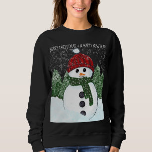 Sneeuwman Red Beanie Ugly Christmas Sweater