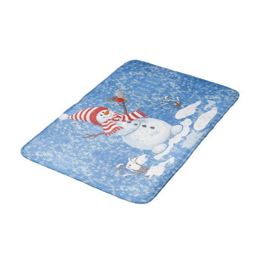Sneeuwman Red Bird Kerstmis Badkamer Badmat (Gekanteld)
