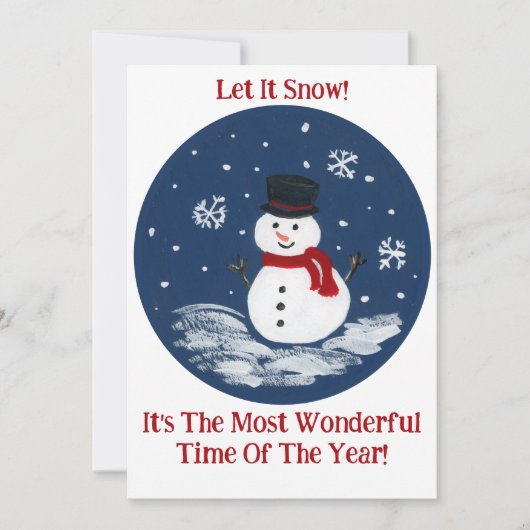Sneeuwman Red Prachtige Tijd Jaar UW FOTO Feestdagenkaart (Voorkant)