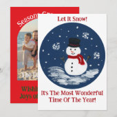 Sneeuwman Red Prachtige Tijd Jaar UW FOTO Feestdagenkaart (Voorkant / Achterkant)