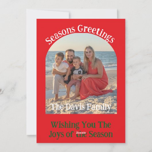 Sneeuwman Red Prachtige Tijd Jaar UW FOTO Feestdagenkaart (Achterkant)