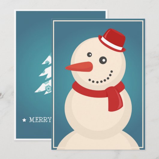 Sneeuwman & Rendier Feestdagenkaart (Voorkant / Achterkant)