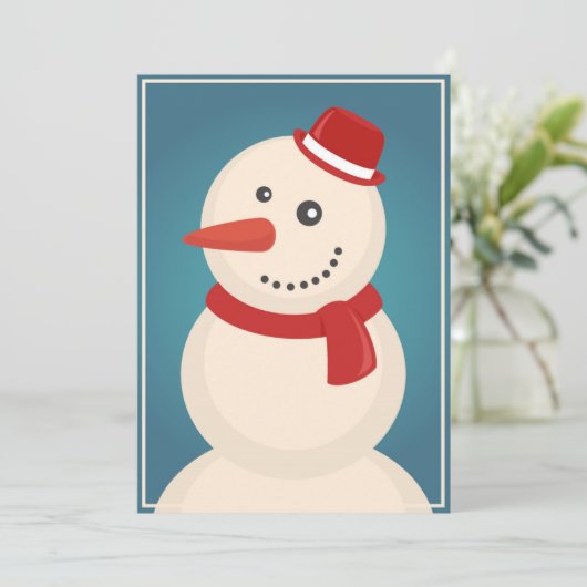 Sneeuwman & Rendier Feestdagenkaart (Staand voorkant)