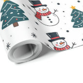 Sneeuwman rendier kerstboom patroon cadeaupapier (Rol Hoek)