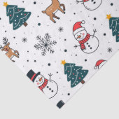 Sneeuwman rendier kerstboom patroon tissuepapier (Detail)