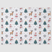 Sneeuwman rendier kerstboom patroon tissuepapier (Voorkant)