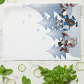 Sneeuwman rendieren wintervakantie Kerstmis Theedoek (Gevouwen)