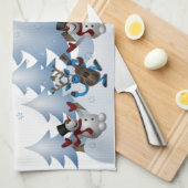 Sneeuwman rendieren wintervakantie Kerstmis Theedoek (Quarter Fold)