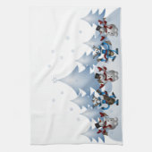 Sneeuwman rendieren wintervakantie Kerstmis Theedoek (Verticaal)