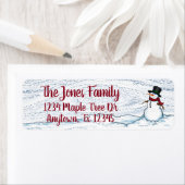 Sneeuwman, retouradreslabels etiket (Insitu)