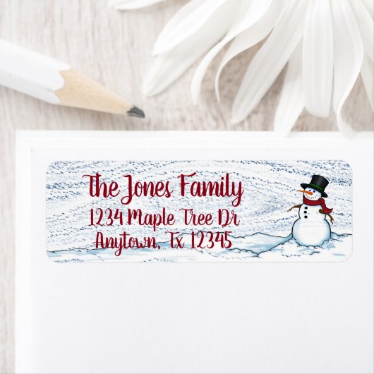 Sneeuwman, retouradreslabels etiket (Insitu)