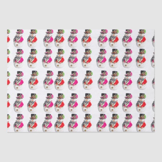 Sneeuwman retro vintage kerst sneeuw Man plezier Tissuepapier (Voorkant)