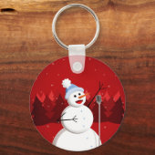 Sneeuwman rode kerst sleutelhanger (Voorkant)