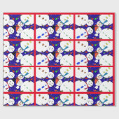 Sneeuwman Rode Kerstmis Verpakking Papier (Vlak)