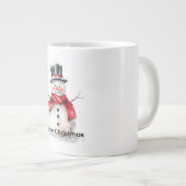 Sneeuwman rode sjaal Kerstmis Grote Koffiekop (Voorkant rechts)