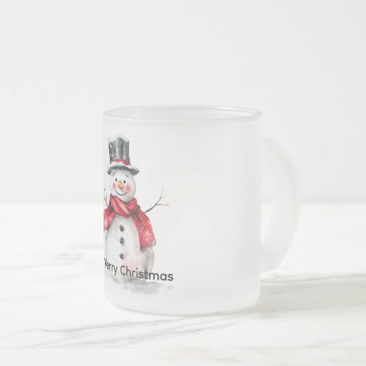 Sneeuwman rode sjaal Kerstmis Matglas Koffiemok (Voorkant rechts)