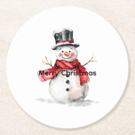 Sneeuwman rode sjaal Kerstmis Ronde Kartonnen Onderzetter