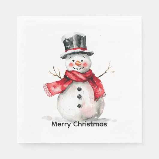 Sneeuwman rode sjaal Kerstmis Servet (Voorkant)