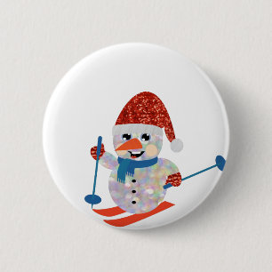 sneeuwman ronde button 5,7 cm