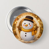 Sneeuwman Ronde Button 7,6 Cm (Voorkant /achterkant)