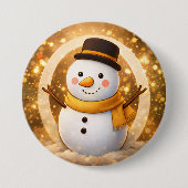 Sneeuwman Ronde Button 7,6 Cm (Voorkant)