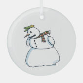 Sneeuwman ronde glazen ornament (Voorkant)