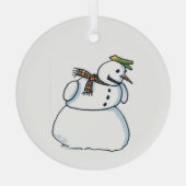 Sneeuwman ronde glazen ornament (Achterkant)