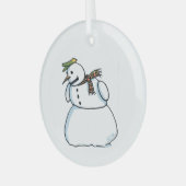 Sneeuwman ronde glazen ornament (Voorkant links)