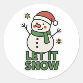 Sneeuwman Ronde Sticker