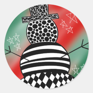 Sneeuwman Ronde Sticker