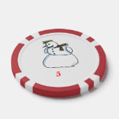 Sneeuwman rood 5 gestreepte pokerchip (Enkel)