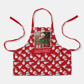 Sneeuwman rood en wit kerstjongens foto schort (Voorkant)