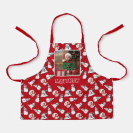 Sneeuwman rood en wit kerstjongens foto schort