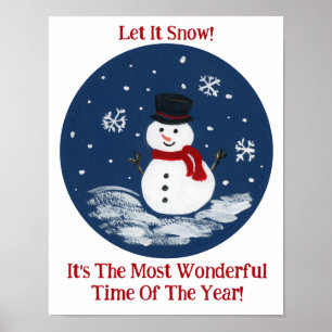 Sneeuwman Rood Prachtige Tijd Jaar PERSONALiseer Poster
