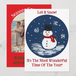 Sneeuwman Rood Prachtige Tijd Jaar UW FOTO  Feestdagenkaart