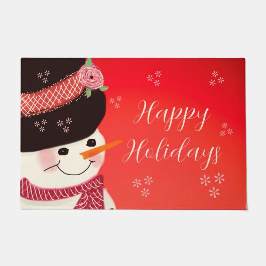 Sneeuwman rood vakantie ontwerp deurmat (Voorkant)
