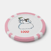 Sneeuwman roze 1000 gestreepte pokerchip (Enkel)