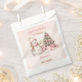  Sneeuwman Roze Kerstmeisje Baby shower Bedankzakje (Geknipt)