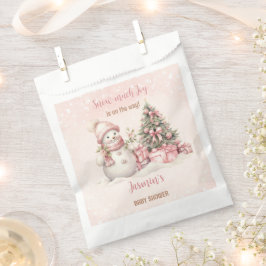Sneeuwman Roze Kerstmeisje Baby shower Bedankzakje