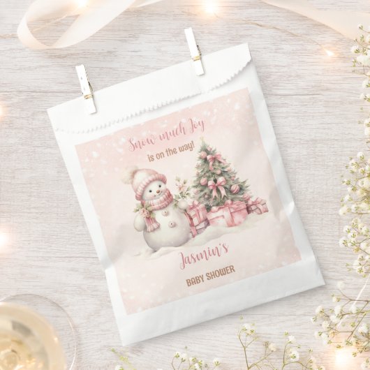  Sneeuwman Roze Kerstmeisje Baby shower Bedankzakje (Geknipt)