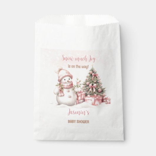  Sneeuwman Roze Kerstmeisje Baby shower Bedankzakje (Voorkant)