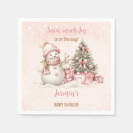 Sneeuwman Roze Kerstmeisje Baby shower Servet